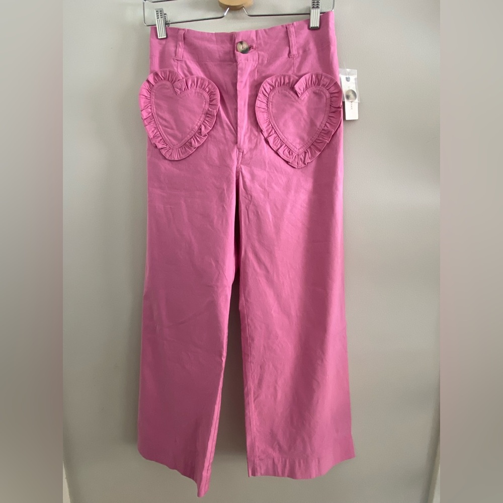 Anthropologie The Colette Heart Pocket Crop Wide-Leg Pants by Maeve 26 tall new - Picture 6 of 6